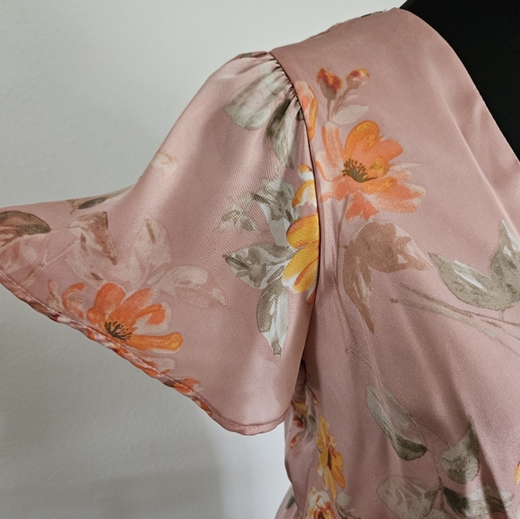 NWT Peach Love Satin Wrap Mini Dress - small - Picture 2 of 11